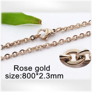 Ocelový náhrdelník - Hmotnost: 6.8 g, 800*2.3mm, Růžová PVD vrstva